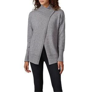 White + Warren Charcoal Gray Wool Blend Patch Pocket Cardigan Sweater Sz Large